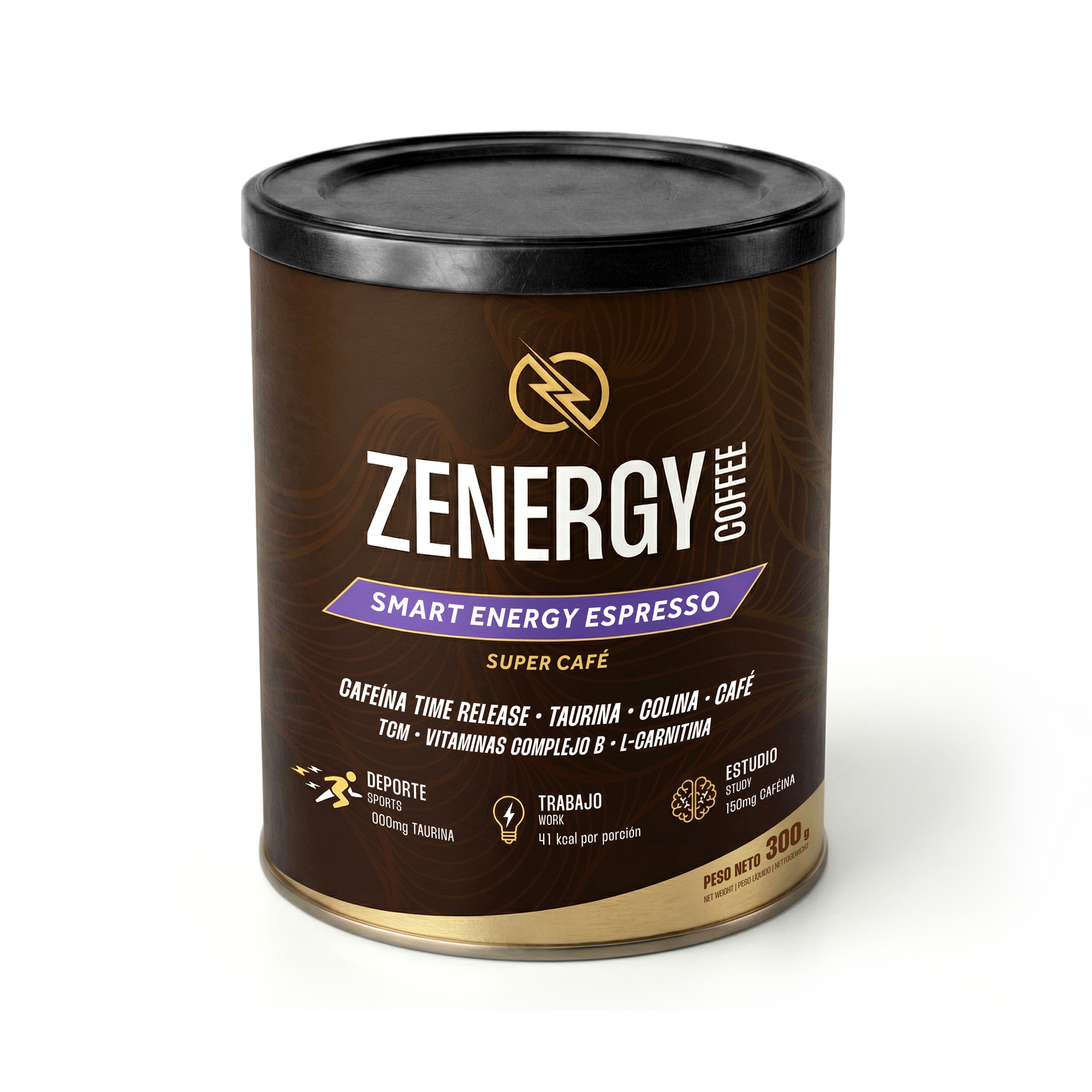 Zenergy Espresso en envase de 300 g sobre fondo blanco