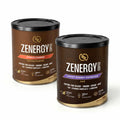 Pack Duo Zenergy con Chocolate Belga y Espresso Intenso sobre fondo blanco